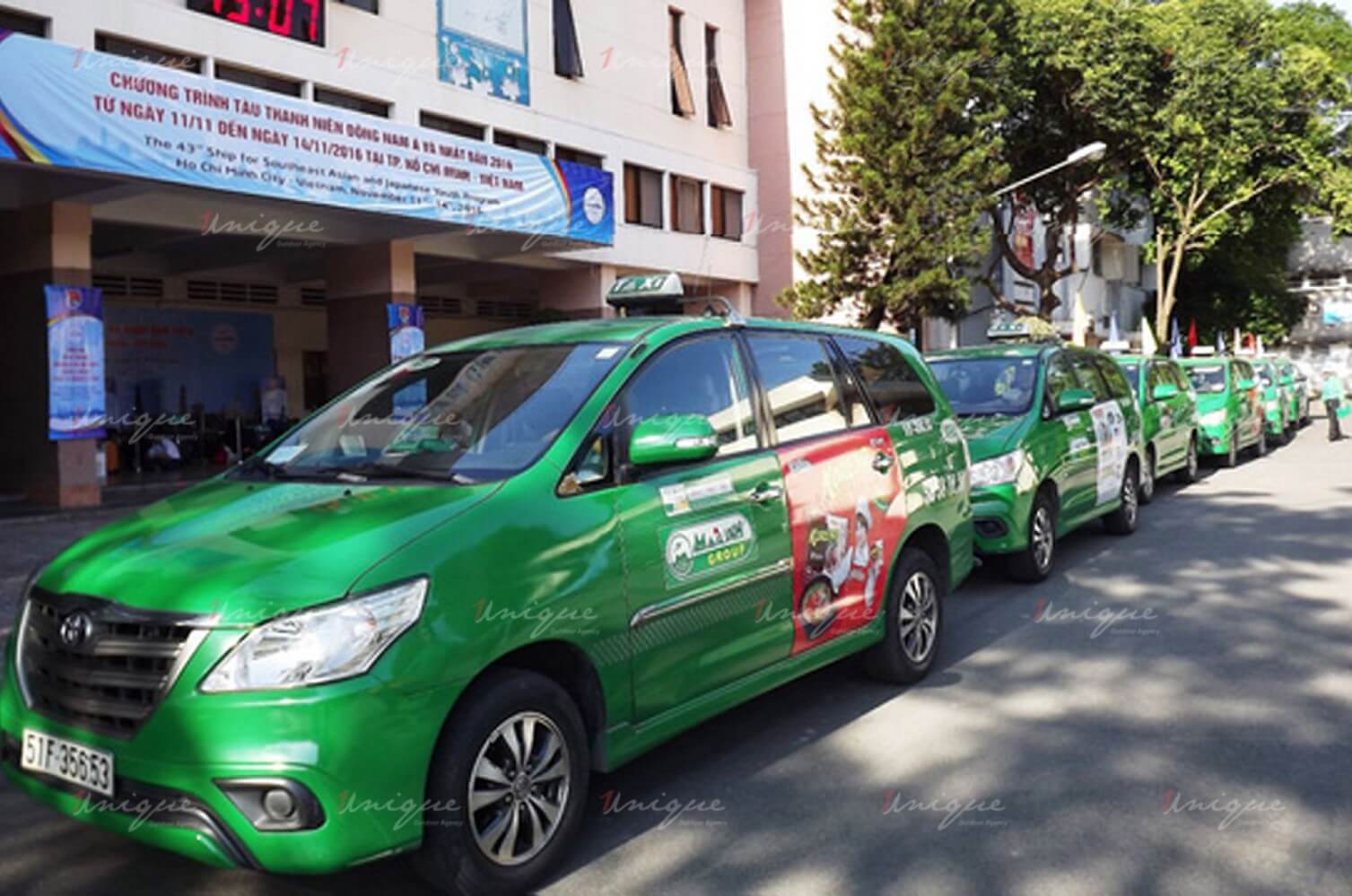 quảng cáo trên taxi Mai Linh