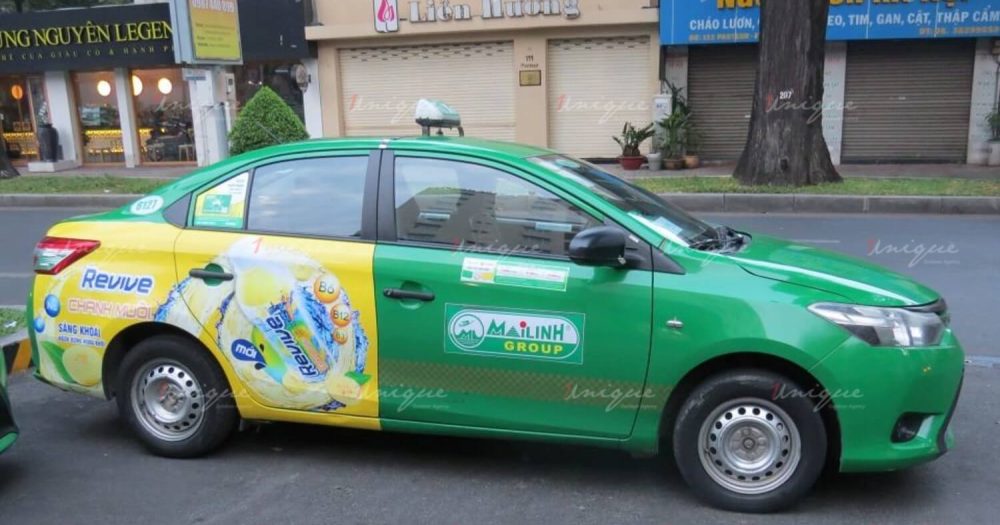 quảng cáo trên taxi Mai Linh