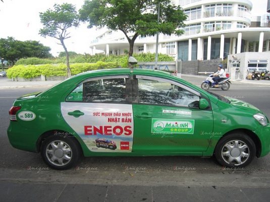dầu nhớt Eneos quảng cáo trên taxi