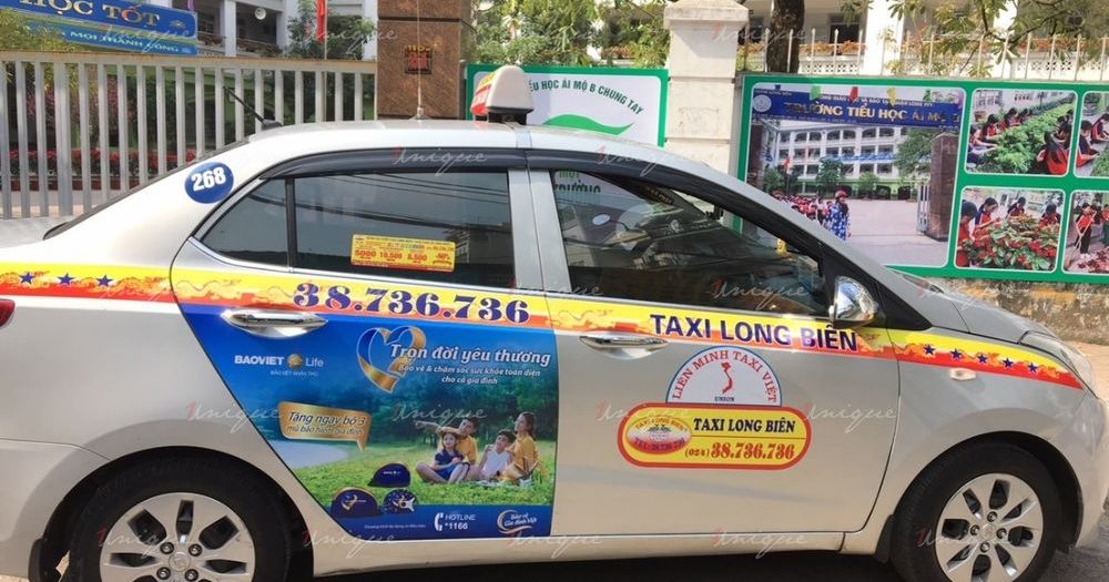 quảng cáo trên taxi long biên