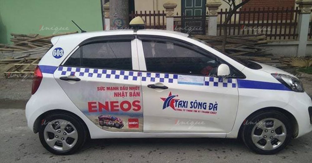 quảng cáo trên taxi Sông Đà