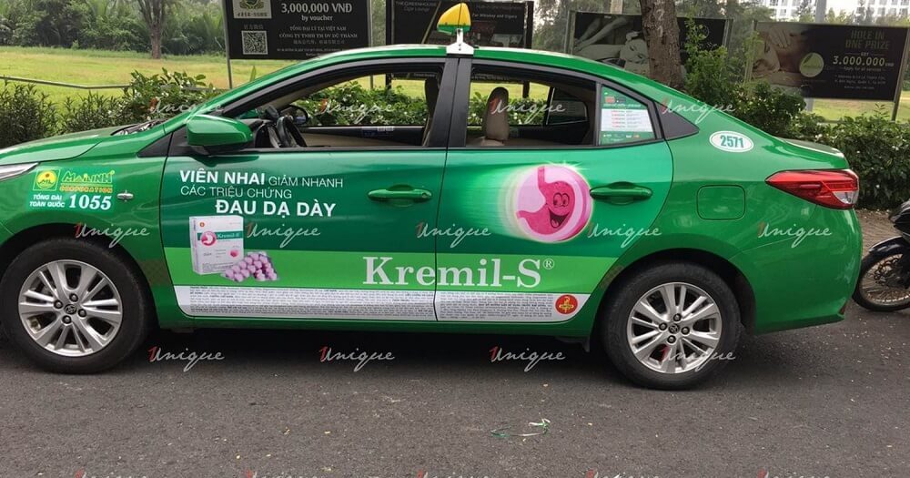 quảng cáo trên xe taxi tại Hồ Chí Minh