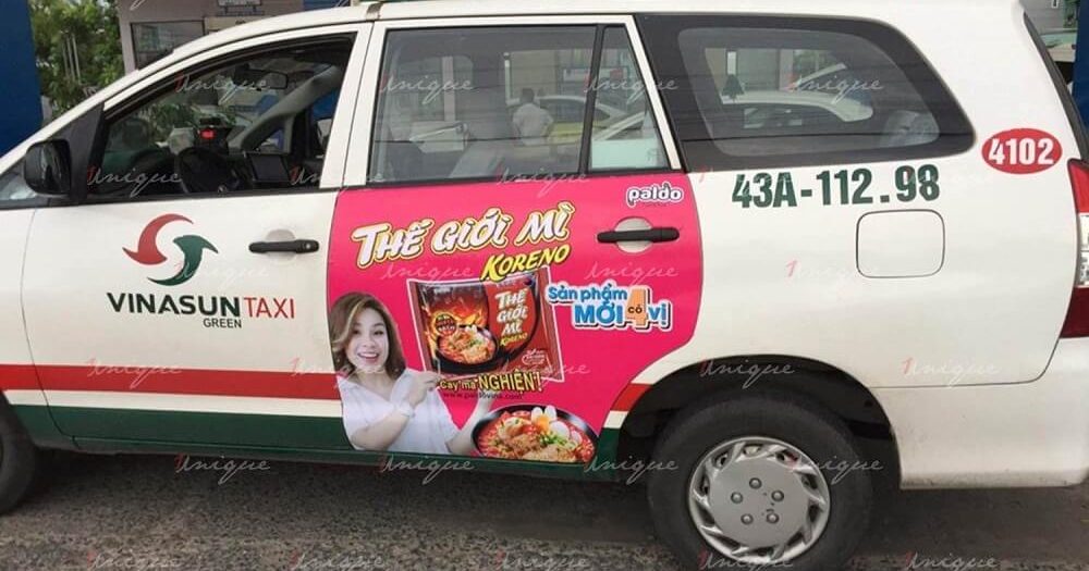 quảng cáo trên taxi vinasun